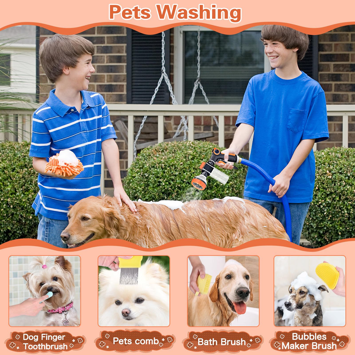 EVILTO foam soap dispenser nozzle provides quick lather during pet baths.