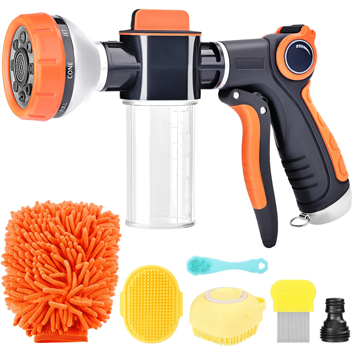 EVILTO upgraded dog wash hose attachment offers versatile spray patterns for easy pet washing.