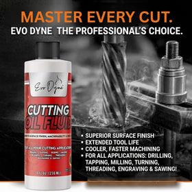 Evo Dyne cutting oil fluid aluminum-heat-reduction aids cooling during continuous milling.