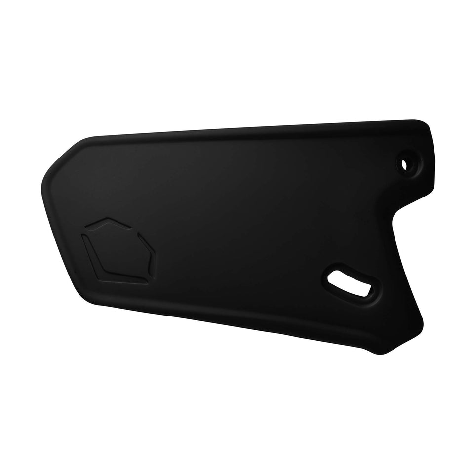 EvoShield XVT matte face shield mounted on helmet for left-handed hitter, enhanced facial coverage.