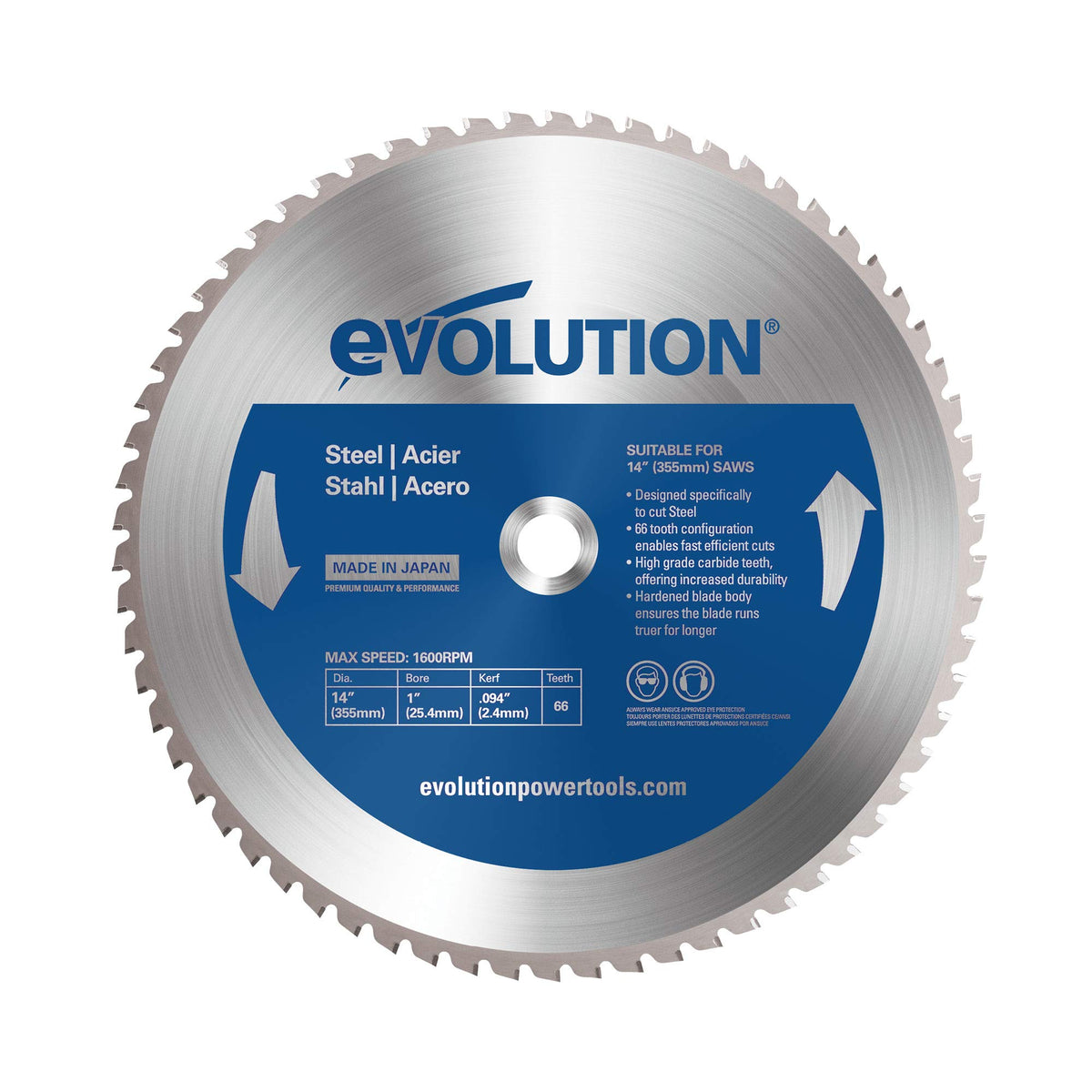EVOLUTION 14BLADEST blade slicing mild steel with 66 teeth for clean cuts