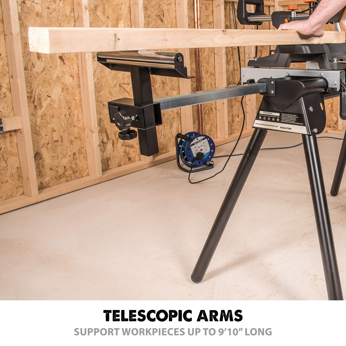 EVOLUTION EVOMS1 folding legs for compact storage after use.
