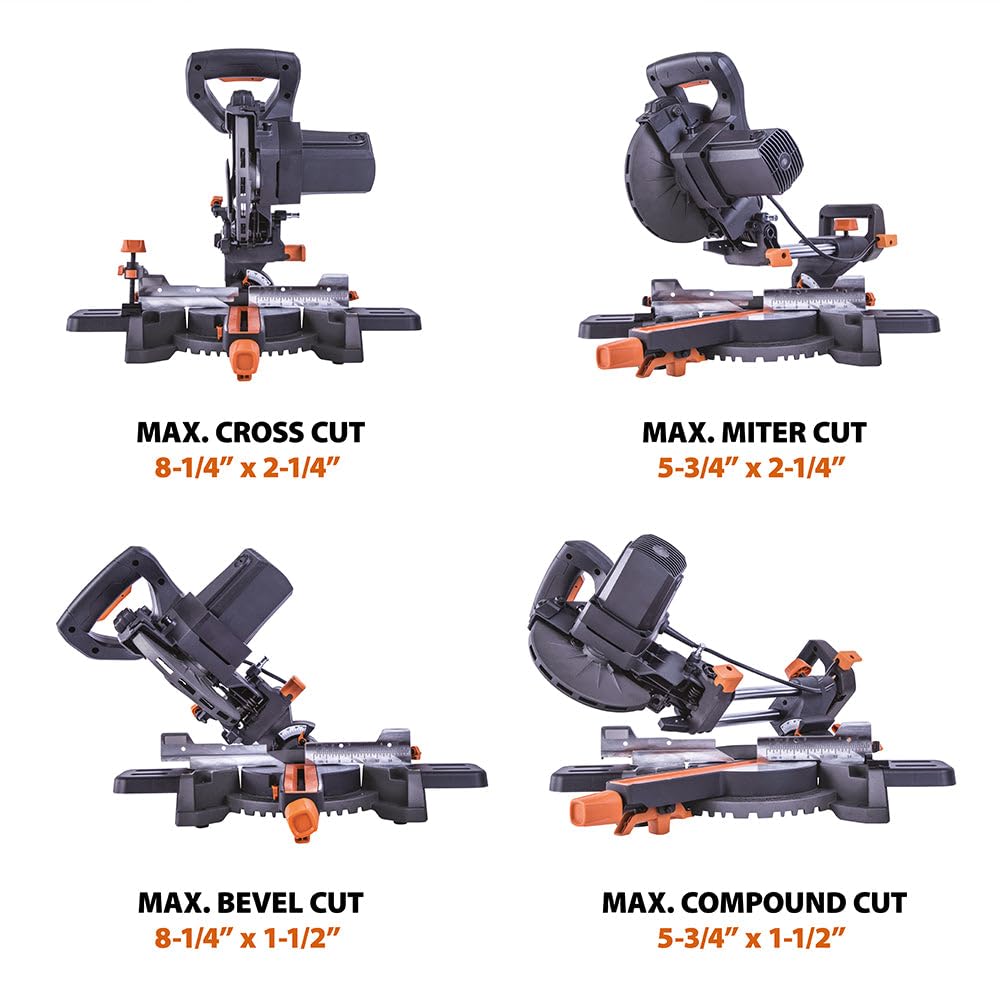 Evolution R185SMS+ 210mm slide design enabling extended cut capacity