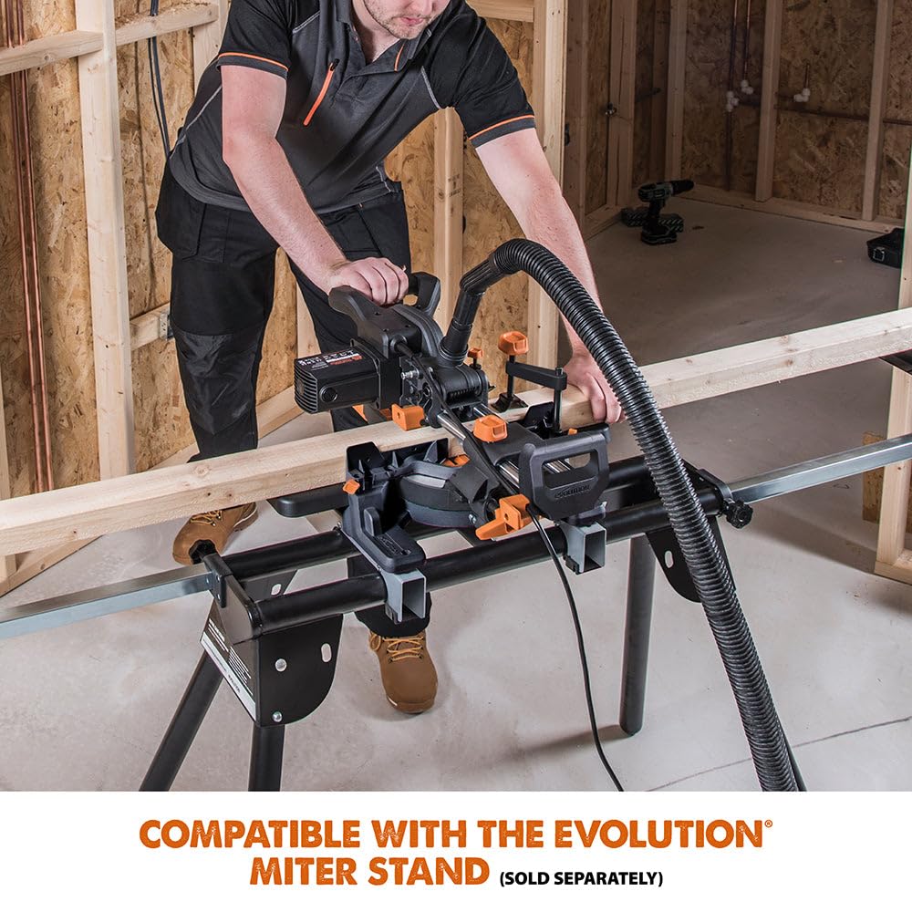 Evolution R185SMS+ bevel-tilt at 45 degrees for accurate angled cuts