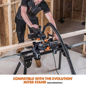 Evolution R185SMS+ bevel-tilt at 45 degrees for accurate angled cuts