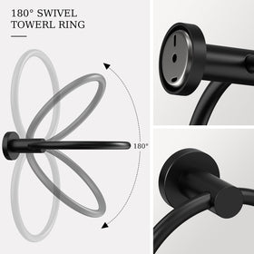 Evolvegoods 180-degree swivel towel ring detail for small spaces.