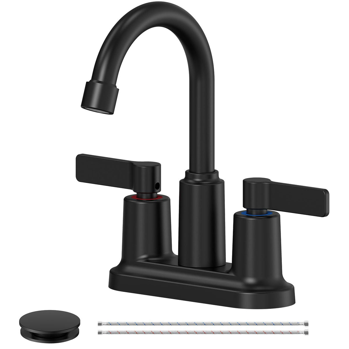 Evolvegoods matte black bathroom faucet front view shows sleek lead-free design