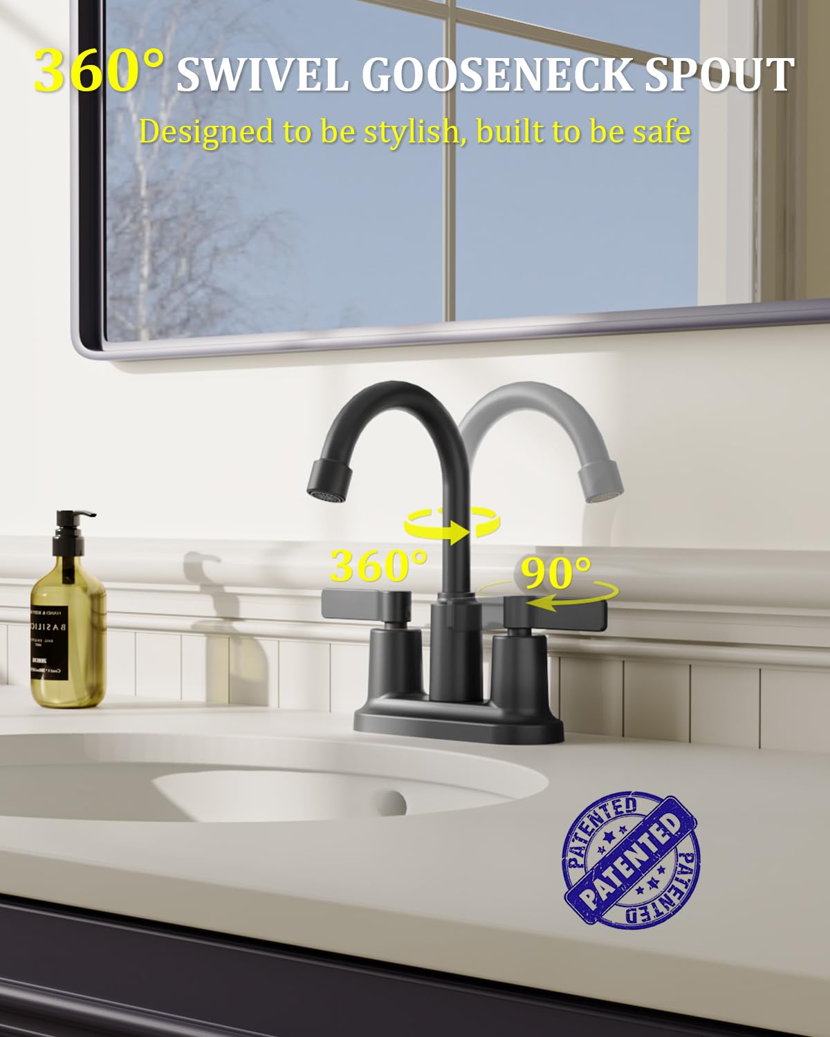 Evolvegoods matte black faucet spout arc provides ample sink space
