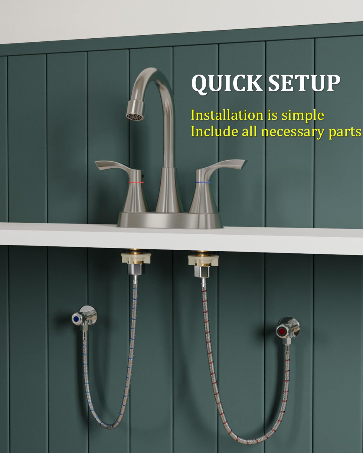 Evolvegoods brushed nickel faucet 360-degree swivel spout in use