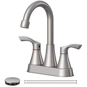 Evolvegoods brushed nickel faucet angle view shows durable stainless steel construction