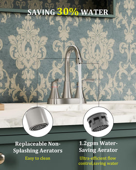 Evolvegoods brushed nickel faucet side view highlights fingerprint-free finish