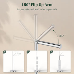 Evolvegoods chrome toilet paper holder stand base highlights stable weighted bottom prevents wobble.