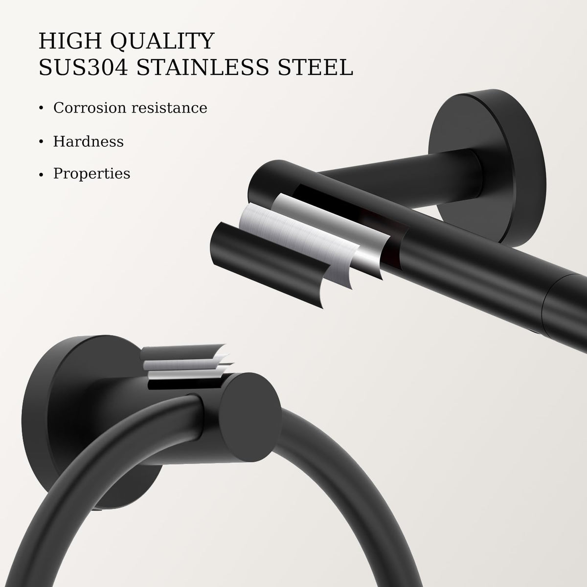Evolvegoods matte black bathroom accessory detail with premium look.