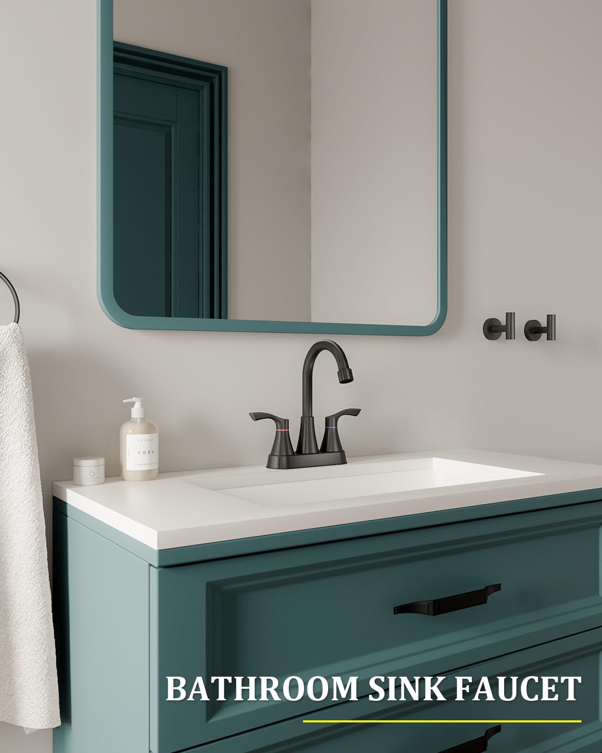 Evolvegoods matte black faucet installed on a two-hole sink