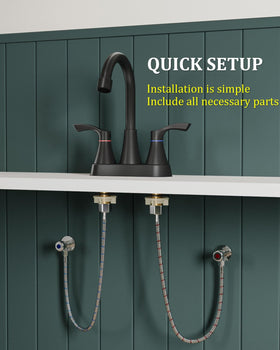 Evolvegoods matte black faucet supply hoses under the sink