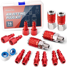 EVOULTES 16-piece air fittings front view for universal connections