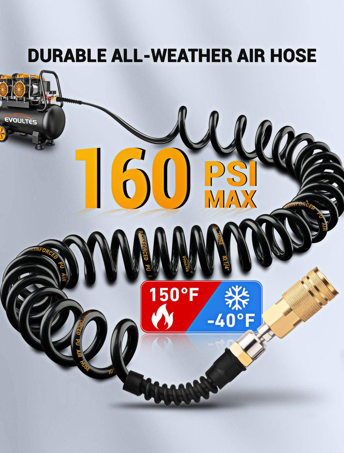 Detachable bend restrictor at both ends prevents kinks and wear