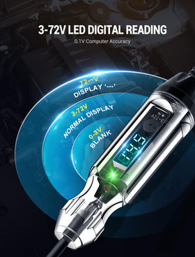 EVOULTES digital LED voltage reading provides precise 0.1 V steps for day and night testing.