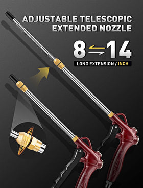 EVOULTES stainless steel nozzle provides rigid, precise air blasts.