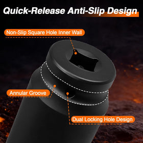 Extended depth enables access to deep nuts on trucks