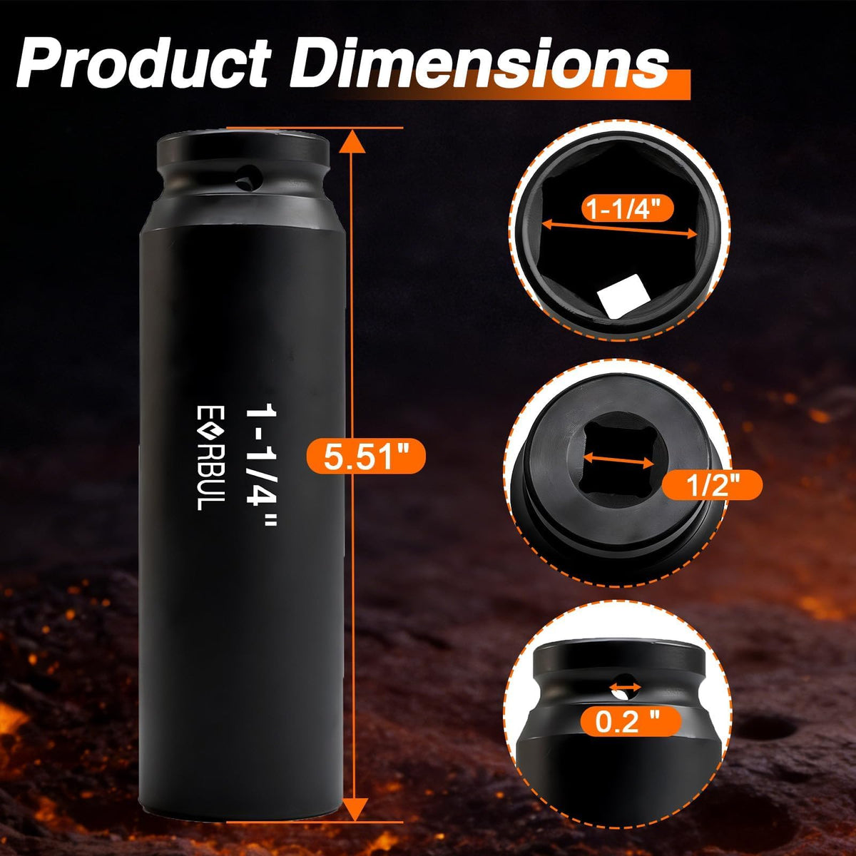 EVRBUL heat-treated socket in black phosphate finish withstands high torque