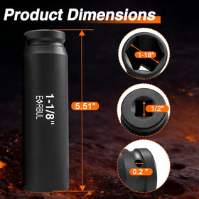 EVRBUL deep impact socket shows laser-engraved size markings for quick identification