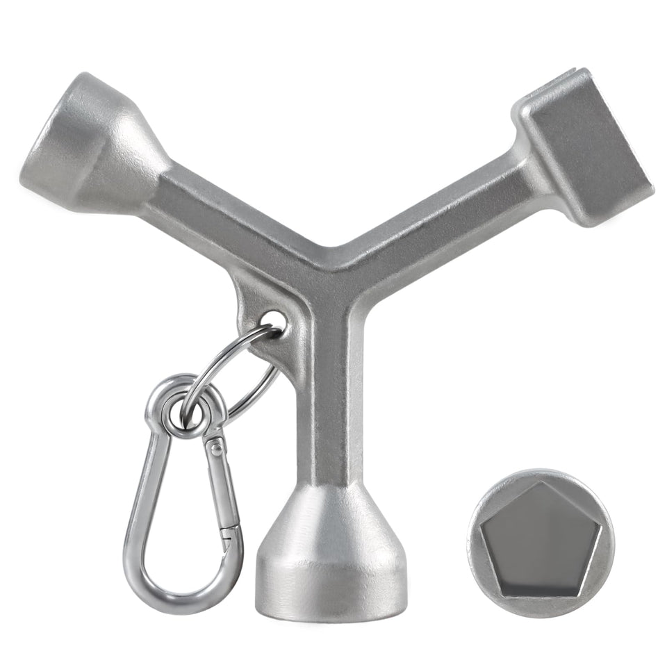 EVRBUL meter curb box key wrench front-angle view showing sturdy 630 stainless steel