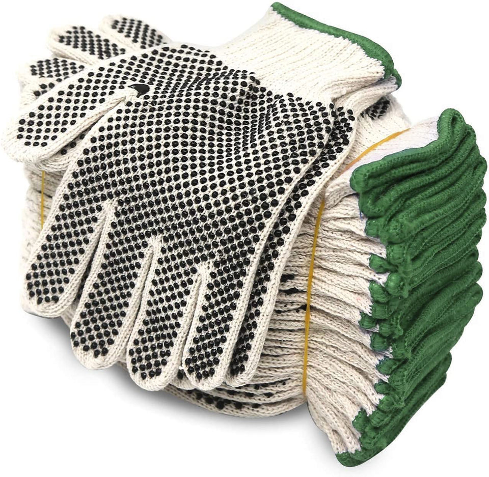 Evridwear cotton-polyester knit gloves with PVC dots for a secure grip during tool work