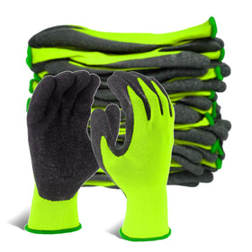 Evridwear crinkle latex glove front view with reliable grip for tools