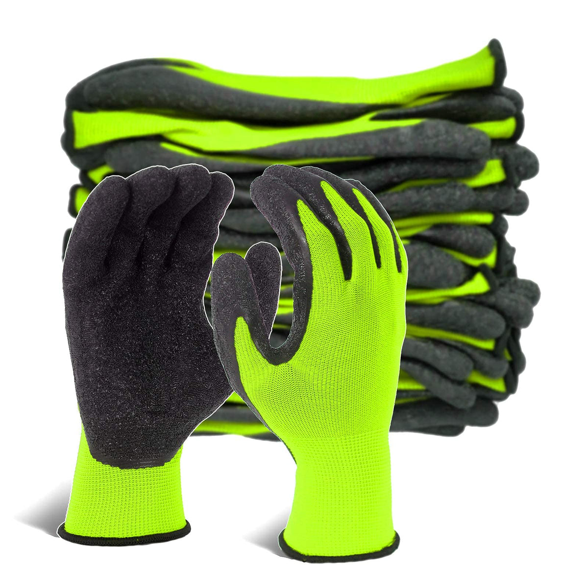 Evridwear crinkle latex glove palm for secure wet and dry grip on tools and materials.