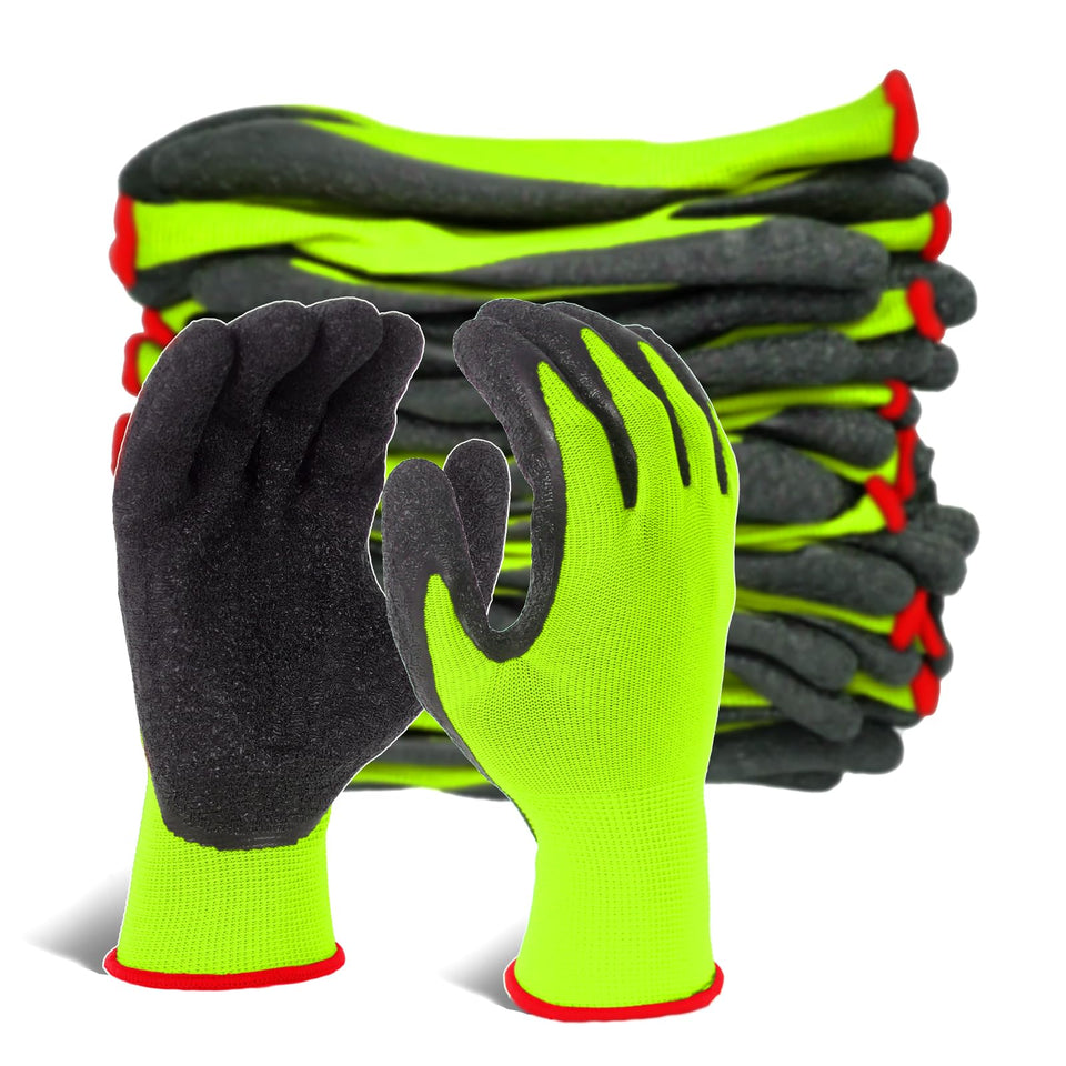 Evridwear crinkle-latex gloves with palm grip for secure handling at work.