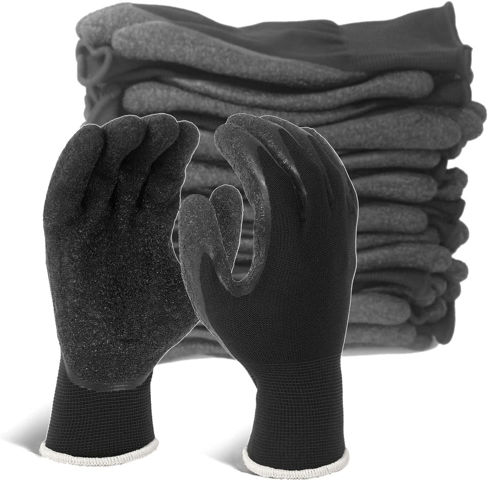 Evridwear crinkle latex gloves with textured palm grip for wet tasks.