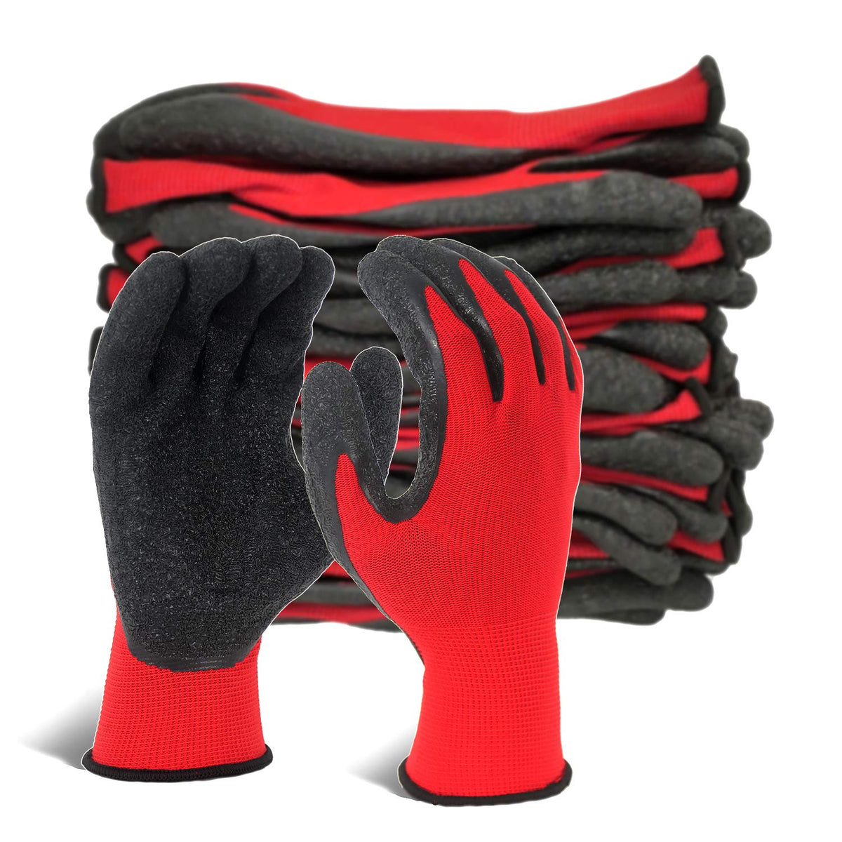 Evridwear crinkle latex gloves red large grip in wet conditions