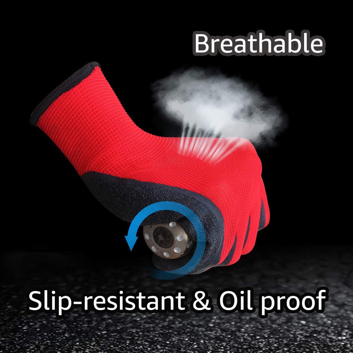 Evridwear breathable lining inside red latex gloves