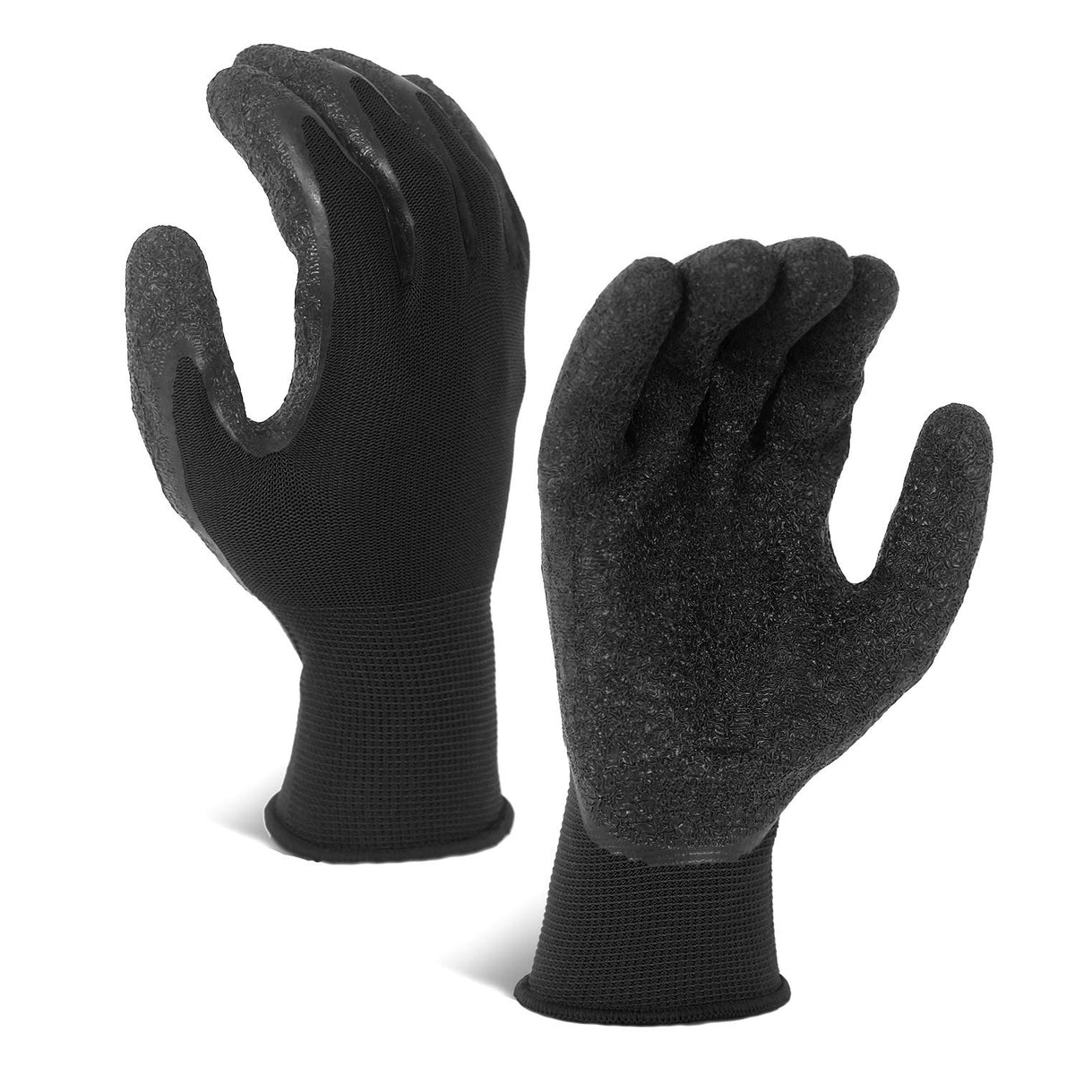 Evridwear crinkle latex gloves show textured coating for secure handling.