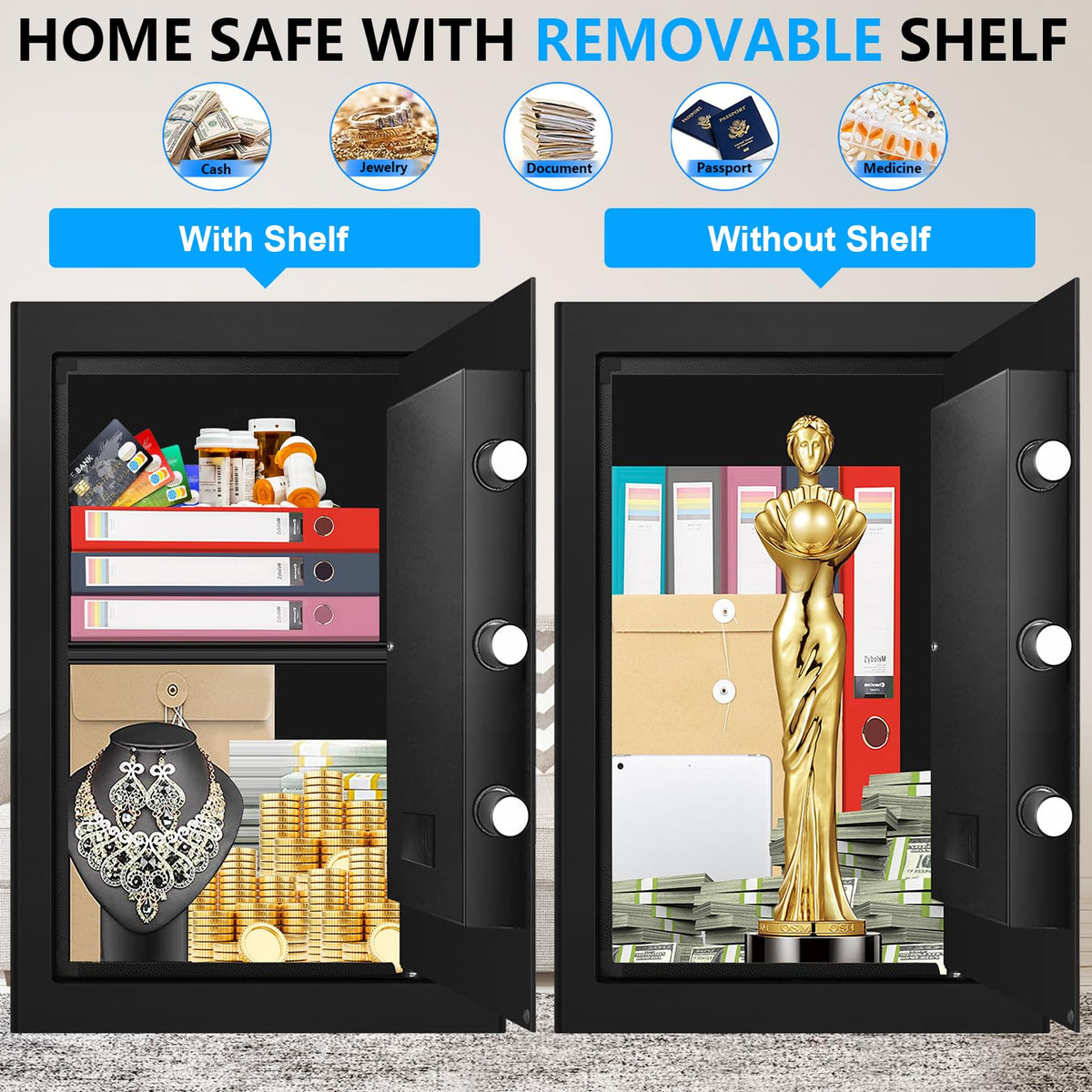 EVSUVSRT anchoring kit keeps the safe fixed to wall or floor for stability.