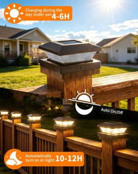 EVXFG three-mode LED post cap illuminates warm, white, and neutral options.