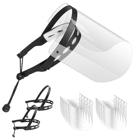 EWA adjustable face shield front view, convenient 2-pack for everyday use