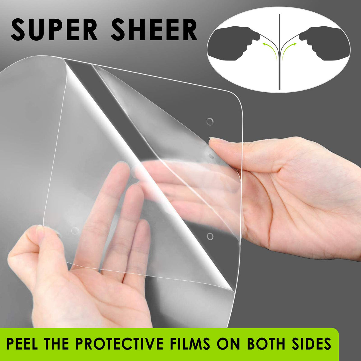 EWA shield worn over glasses for comfortable use