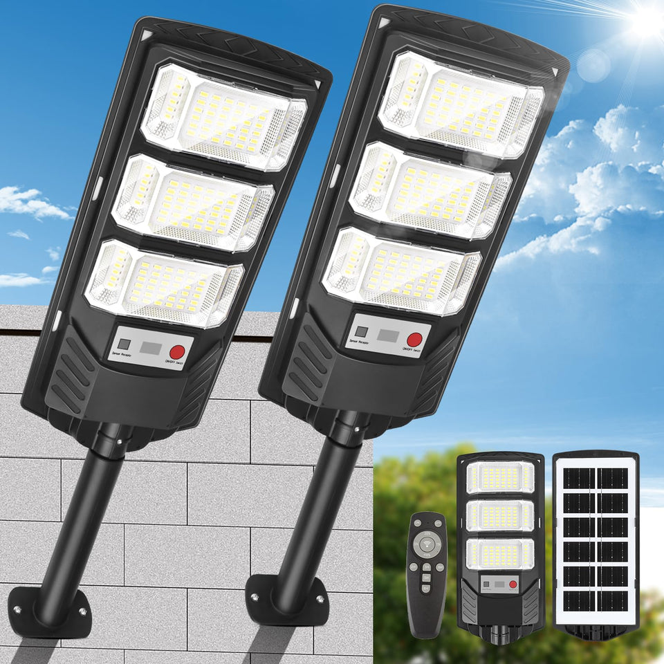 EWIQIRAO two-pack solar lights illuminate outdoor spaces evenly for safety.