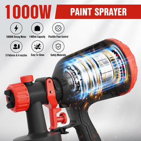 EWORK sprayer with four nozzles enabling versatile finishes from furniture to cabinets.