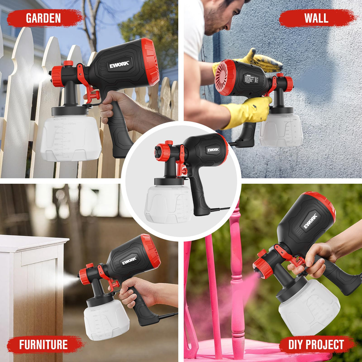 EWORK sprayer package includes everything needed for first use and ongoing projects.