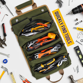 EWSNM green tool bag compact design fits neatly in a car trunk.