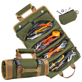 EWSNM green tool bag exterior view, rugged 1200D fabric for durability.