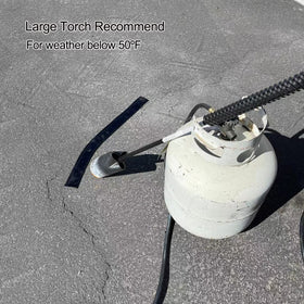 EWT rubberized asphalt strip applying heat to seal cracks