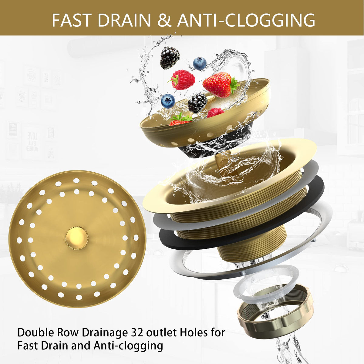Exakey 3-1/2 inch universal drain fits many standard sinks.