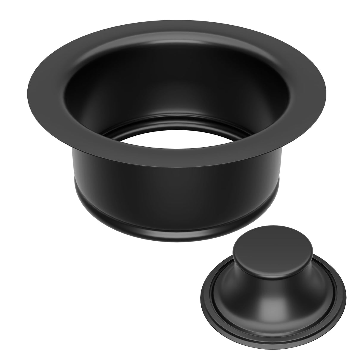 Exakey garbage disposal flange matte black fits 3-1/2 inch openings with a sleek, durable finish