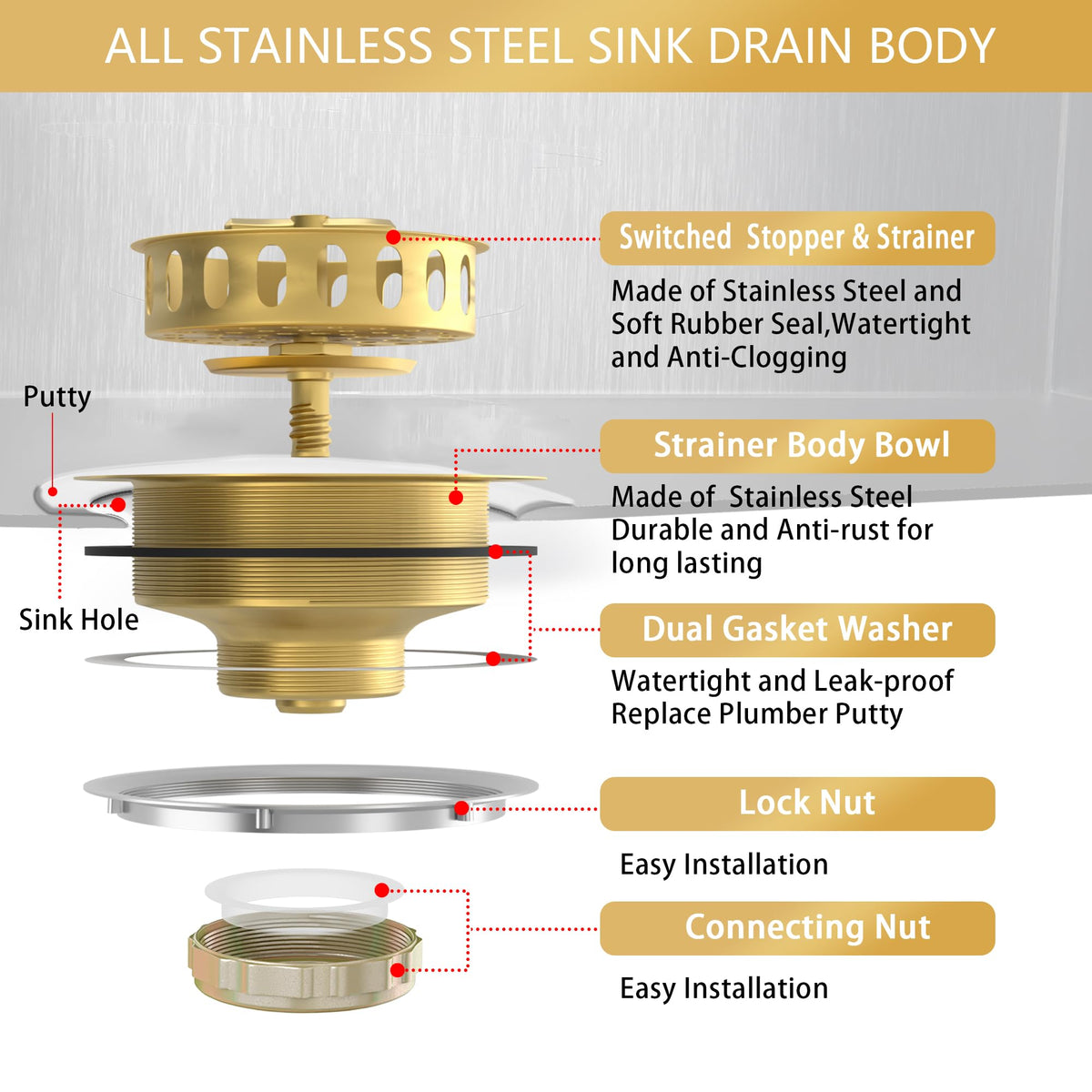 Exakey rustproof and corrosion-resistant label hints long-term kitchen use.