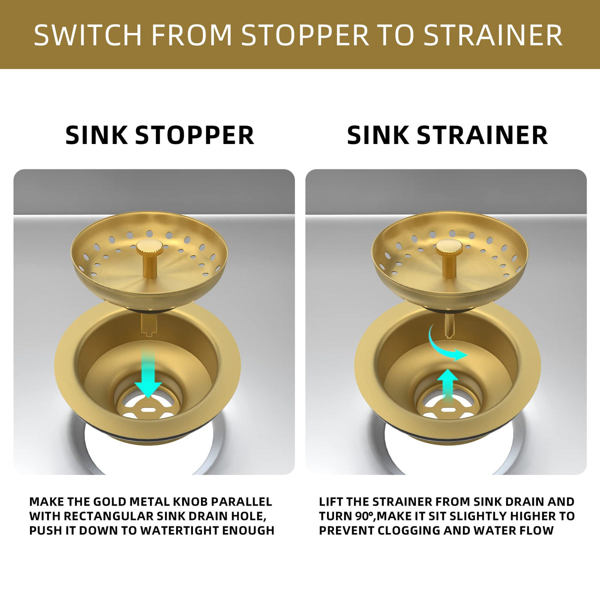Exakey stainless steel with brushed gold finish resists rust for daily use.
