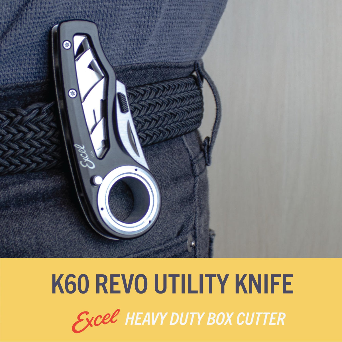 Excel Blades Revo anti-slip grip offers secure handling while cutting.